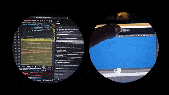 Side-by-side: code in Windsurf, runtime in Unity
